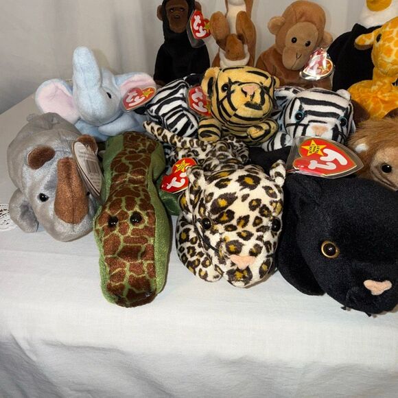 Ty Beanie Babies Lot 15 Wildlife PVC Safari Jungle Peanut Congo Rory Velvet Zigg - Picture 2 of 16